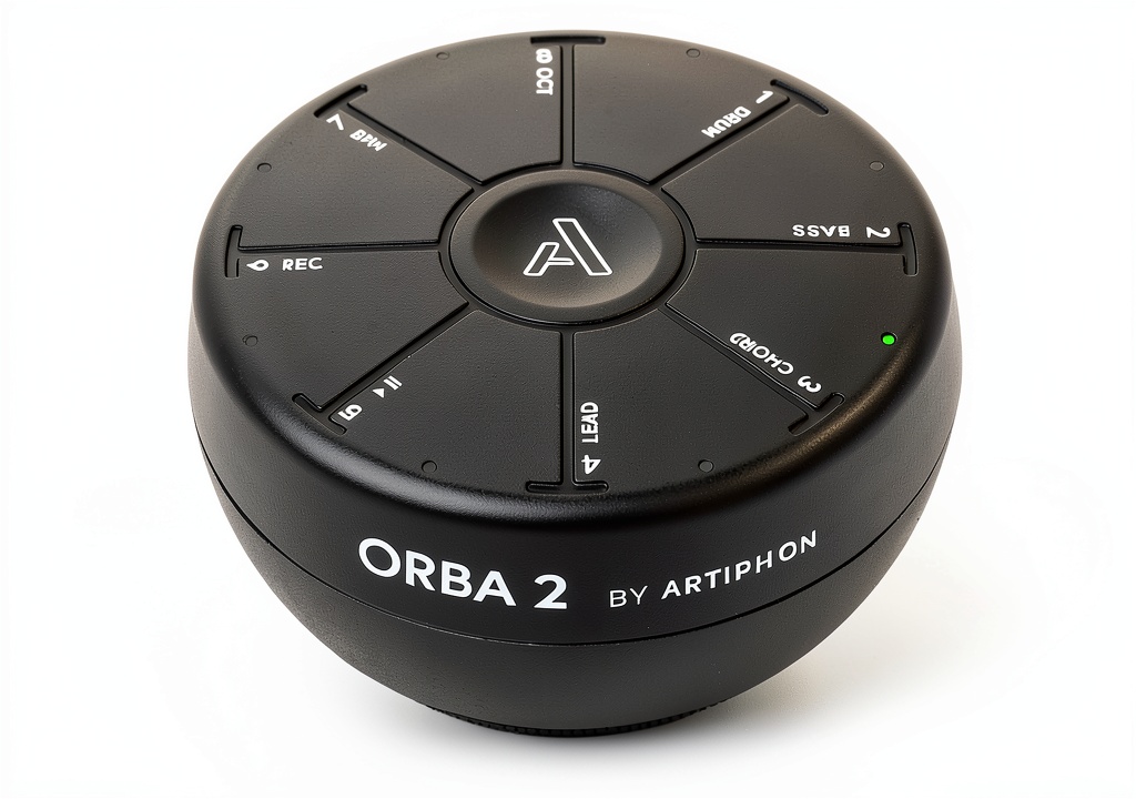 Orba 2 being used on a park bench with headphones